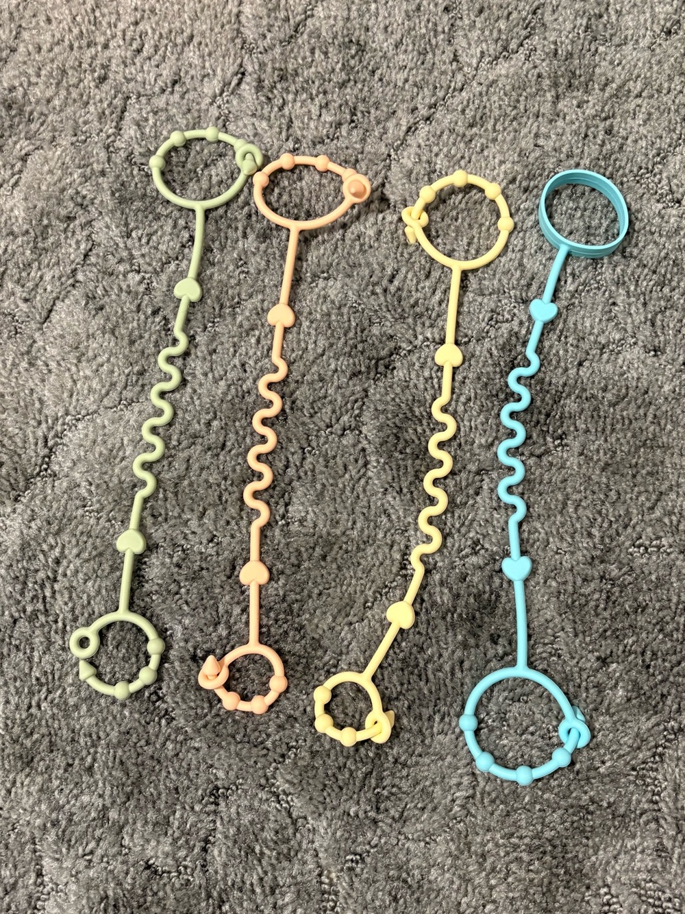 Kids Silicone Sippy Cup Holder Straps - Pastel Green, Peach, Yellow, Blue